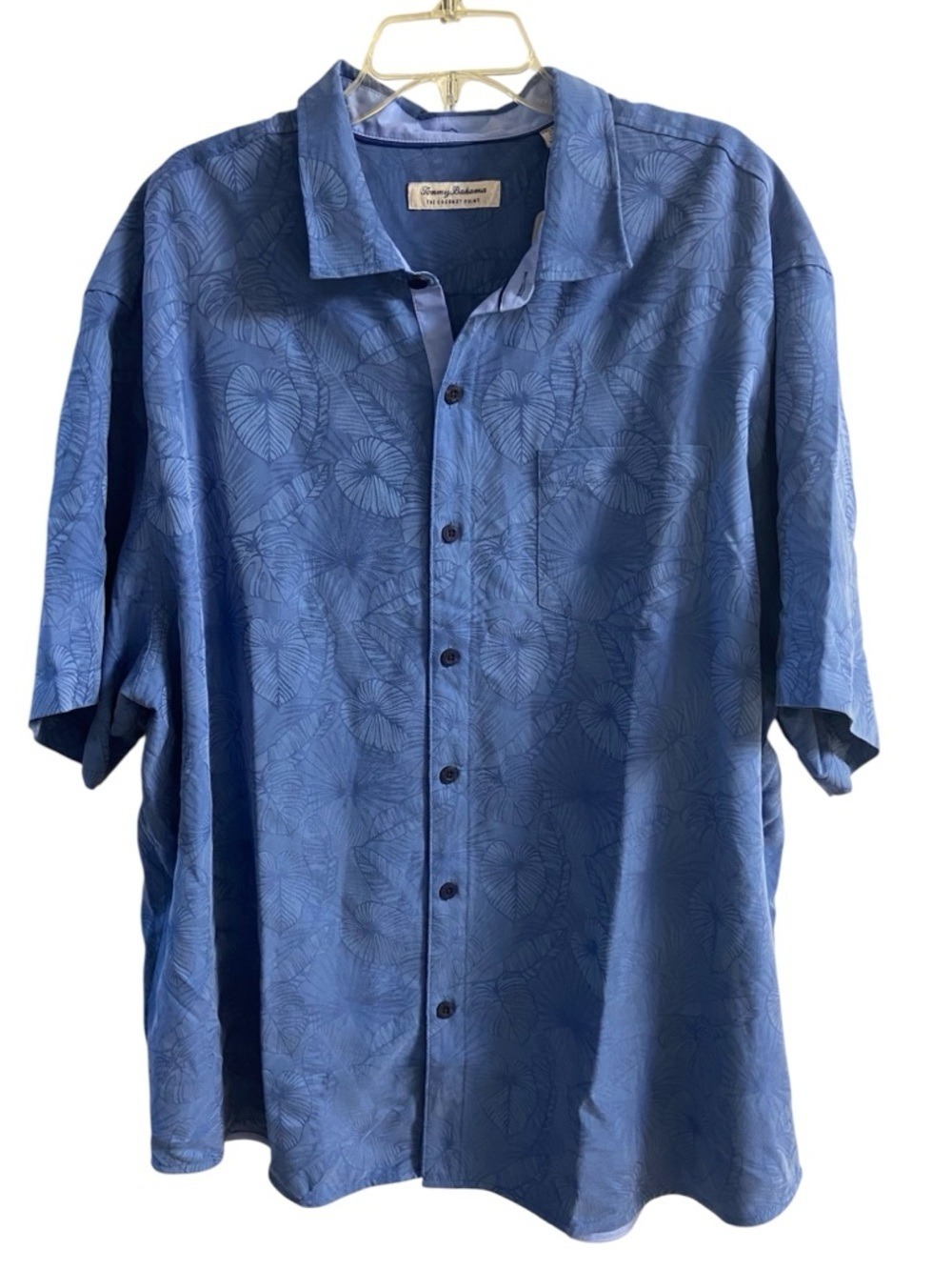 Tommy Bahama Blue Floral Jacquard Short-Sleeve Button-Down Shirt 2XLB NWT